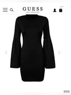 GUESS Black Long-Sleeve Bell-Sleeve Bodycon Dress